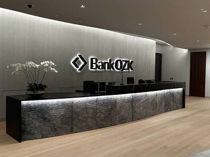 Custom reception desk — Bank OZK